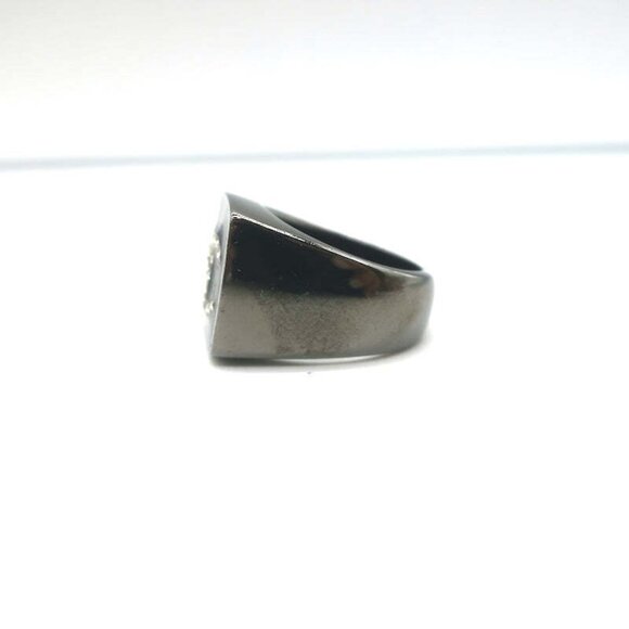 Chanel A21 Crystal CC Square Ring Black Enamel Size 5.5 - Picture 4 of 7